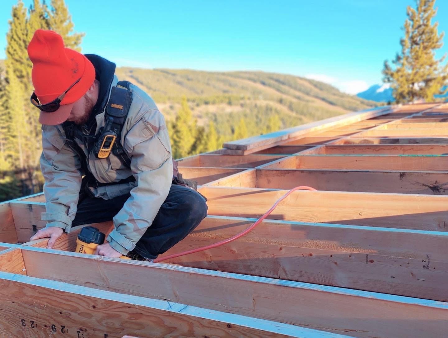 Jeb Black framing on a Montana jobsite
